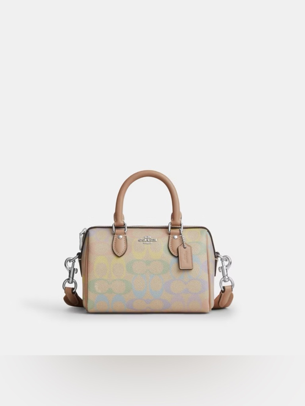 NEW Coach Mini Rowan in Signature Rainbow Canvas Pastel Logo Limited Edition